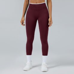 Seamless Knitted Tight High Waist Quick-drying Sports Yoga Pants - Chestnut Color, XL