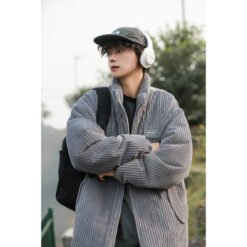 New Winter American-style Corduroy Cotton Coat With A Premium High-end Feel - Gray, 2XL