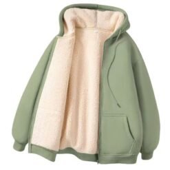 Mens Heavyweight Fleece-lined Lambswool Coat For Fall And Winter - Bean Green, XL