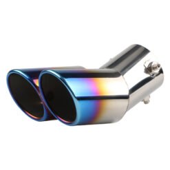 Automobile Universal Tail Double Muffler Stainless Steel Exhaust Pipe - Curved Beveled Baked Blue