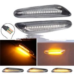 Blackened LED Car Side Lights - Crystal yellow light