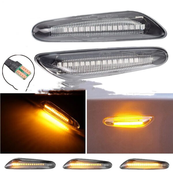 Blackened LED Car Side Lights - Crystal yellow light