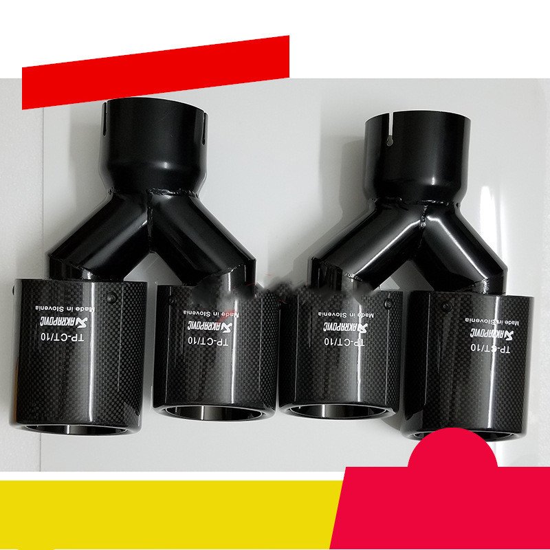 Car Modified Muffler Double Out Bright Black Exhaust Pipe Tail Throat - Image 3