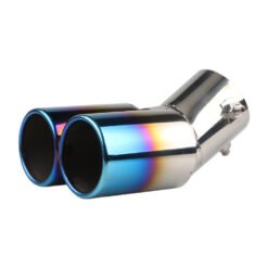 Automobile Universal Tail Double Muffler Stainless Steel Exhaust Pipe - Curved Flat Mouth Baked Blue