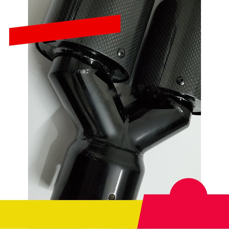 Car Modified Muffler Double Out Bright Black Exhaust Pipe Tail Throat - Image 2