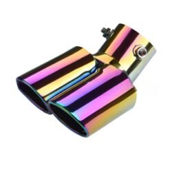 Automobile Universal Tail Double Muffler Stainless Steel Exhaust Pipe - Curved Bevel Mouth Color