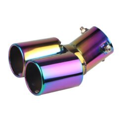 Automobile Universal Tail Double Muffler Stainless Steel Exhaust Pipe - Curved Flat Mouth Color