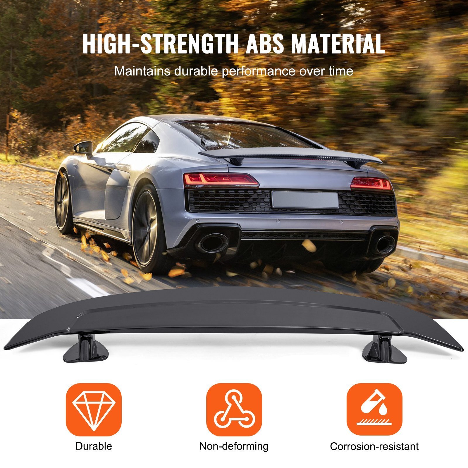 GT Wing Car Spoiler, 46.3 Inch Universal Spoiler, Compatible With Most Sedans And Coupes, High Strength ABS Material, Car Rear Spoiler Wing, Racing Spoiler BGW/JDM Drift Glossy Black - Image 2