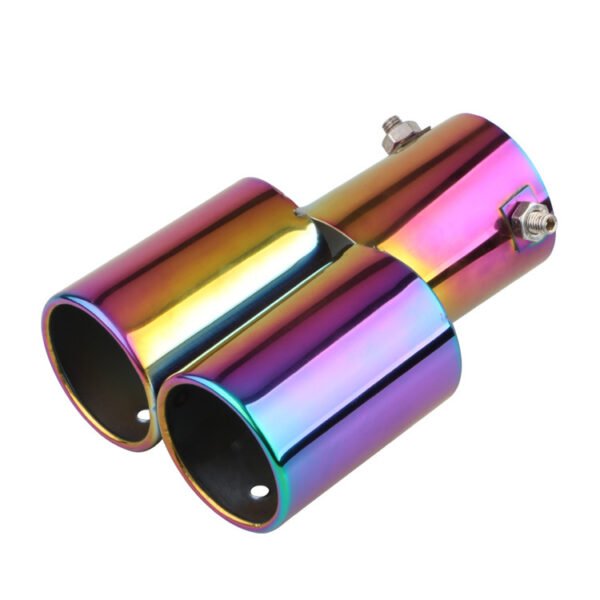 Automobile Universal Tail Double Muffler Stainless Steel Exhaust Pipe - Straight Flat Mouth Color