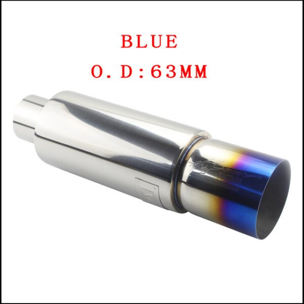 Car Motorbike Exhaust Systems Muffler Tip Universal Stainles - Blue 63mm