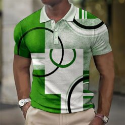 Fashion Men'S Polo Shirts 3d Splicing Plaid Printing Art Men - 7color, XL