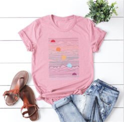 Women's oversized printed T-shirt - Pink, 4XL