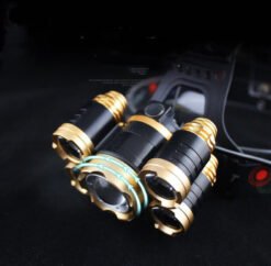 Led Golden Telescopic Focusing 5 lights Aircraft Headlight - Black, USB