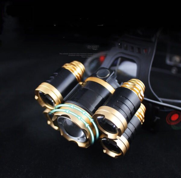 Led Golden Telescopic Focusing 5 lights Aircraft Headlight