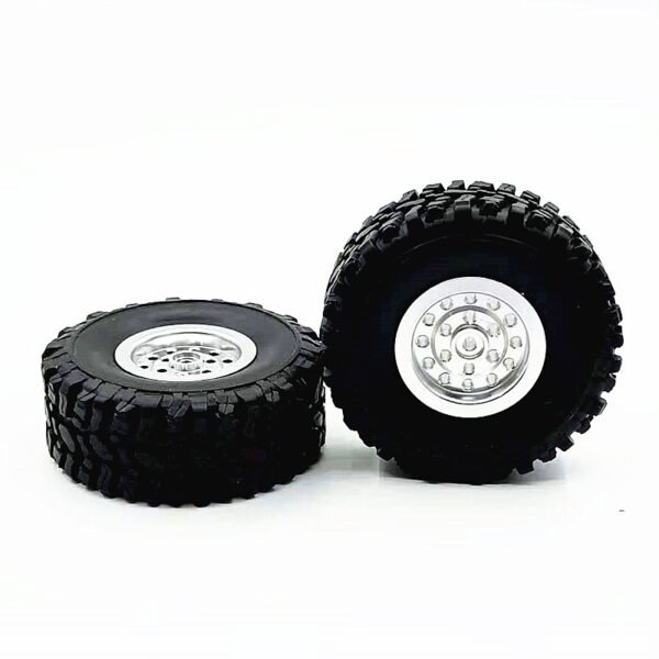 Metal Wheel Tire Upgrade Parts Remote Control Car Modified Parts Military Truck - Black, 2PCS