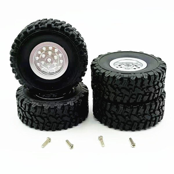 Metal Wheel Tire Upgrade Parts Remote Control Car Modified Parts Military Truck - Black, 4PCS