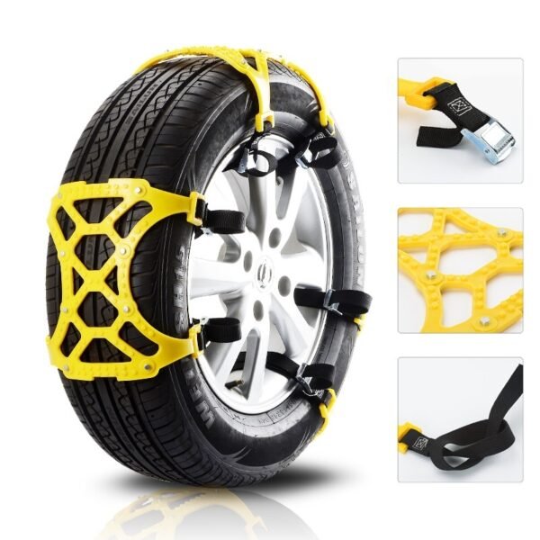 General-purpose Tire Chain Car Supplies Tire Self-driving Equipment Snow Emergency Snow Chain Beef Tendon - Yellow 6Pieces