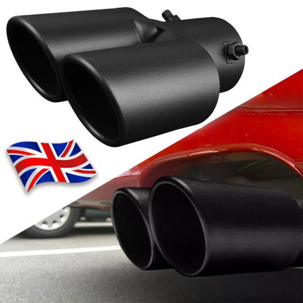 Dual Outlet Exhaust Tip Tail Muffler Tip For 1.4-2.5  Silver Stainless Steel NEW - Default
