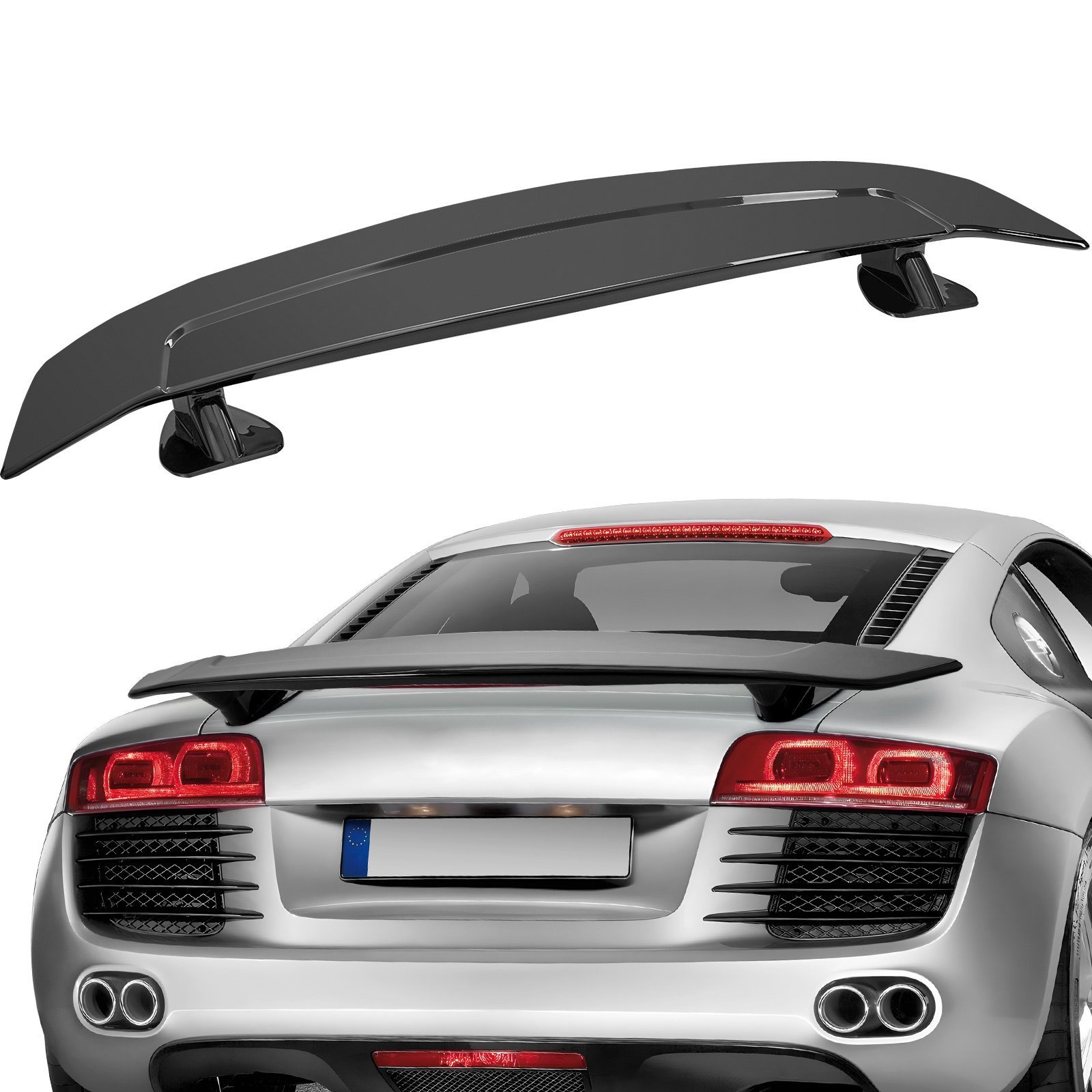 GT Wing Autospoiler, 117,6 Cm Universalspoiler, Kompatibel Mit Den Meisten Limousinen Und Coupés, Hochfestes ABS-Material, Auto Heckspoilerflügel, Racing Spoiler BGW/JDM Drift Glänzend Schwarz