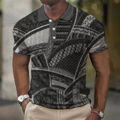 Fashion Men'S Polo Shirts 3d Splicing Plaid Printing Art Men - 8color, L
