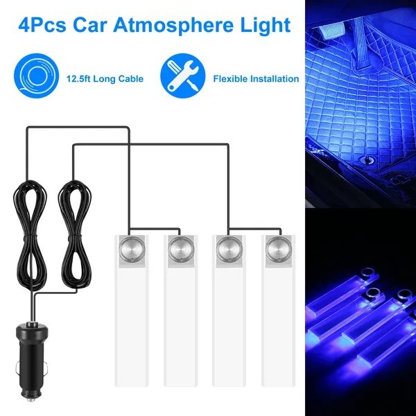 4Pcs Car Interior LED Atmosphere Light Car Charge - Image 5