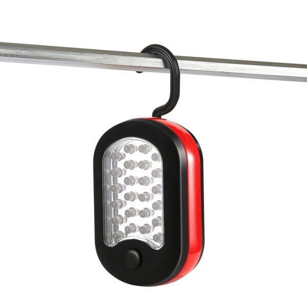 1Pc Magnetic LED Work Light With Hook Compact Flashlight For Camping Hiking Emergency - Red