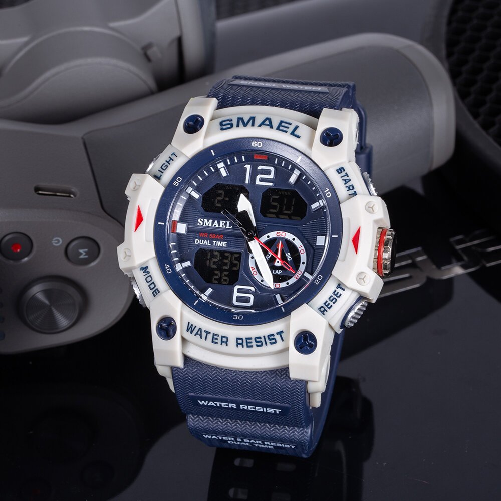 smael sport watch military wristwatch for men alarm stopwatch led digital back light dual time display waterproof watch men 8007 smael sport watch military wristwatch for men alarm stopwatch led digital back light dual time display waterproof watch men 8007