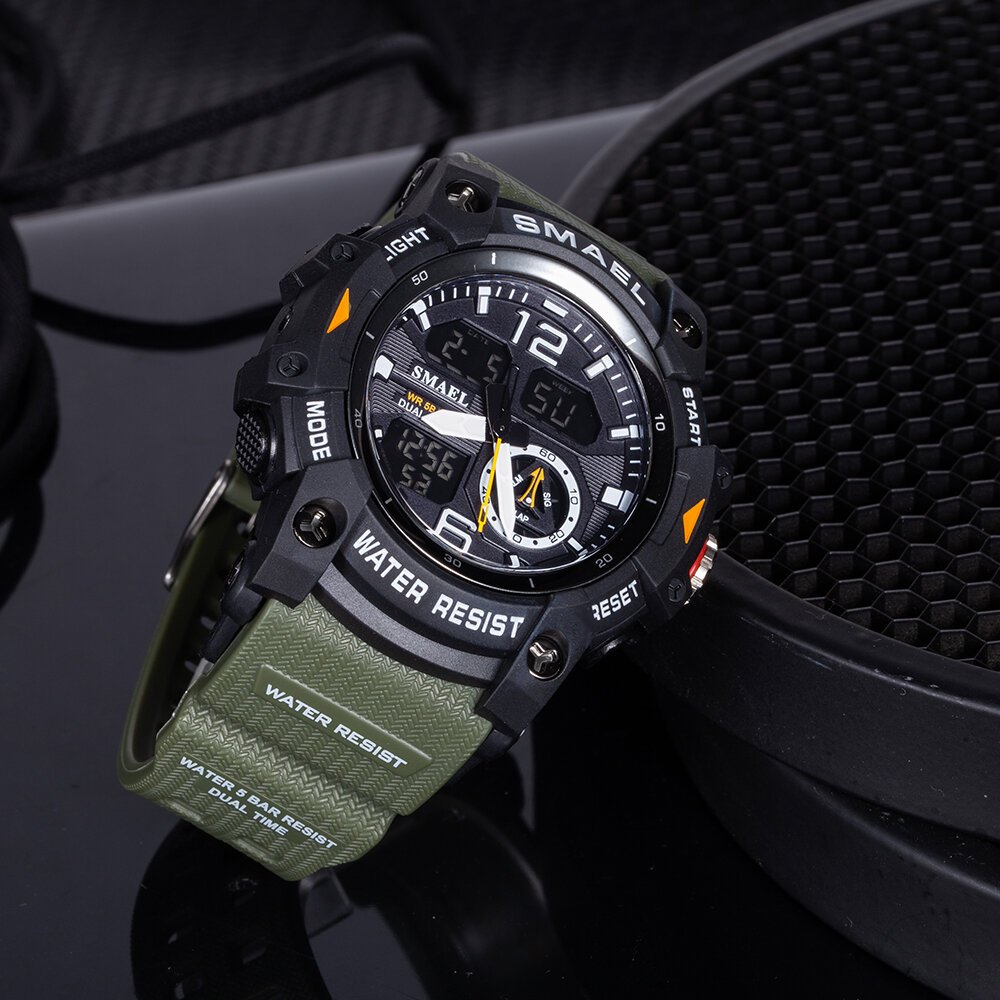 smael sport watch military wristwatch for men alarm stopwatch led digital back light dual time display waterproof watch men 8007 smael sport watch military wristwatch for men alarm stopwatch led digital back light dual time display waterproof watch men 8007