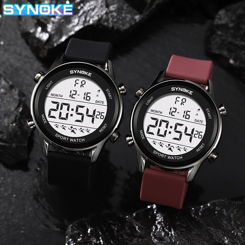 synoke men outdoor sports multifunctional waterproof large screen display luminous led digital for men fashion silicon watch synoke men outdoor sports multifunctional waterproof large screen display luminous led digital for men fashion silicon watch
