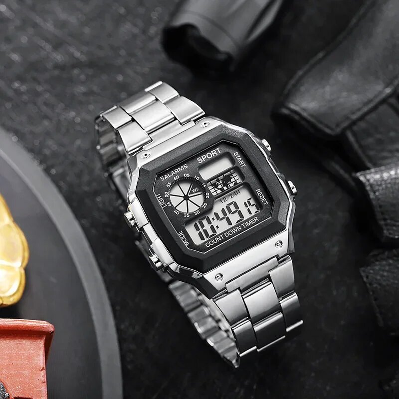 yikaze luxury stainless steel strap sport watches men military digital watches waterproof clock led men's sport wristwatch yikaze luxury stainless steel strap sport watches men military digital watches waterproof clock led men's sport wristwatch