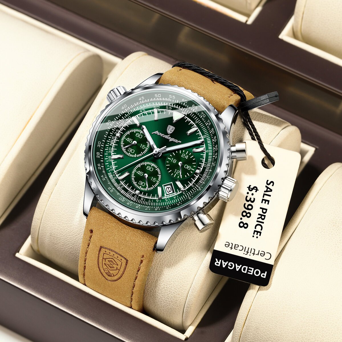 poedagar luxury man watch quartz waterproof luminous date chronograph leather men wristwatch military sports men's watches reloj