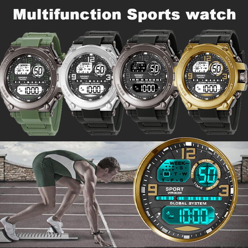multifunction men's sports watch waterproof luminous alarm clock men led digital watch large dial electronic wristwatch for man multifunction men's sports watch waterproof luminous alarm clock men led digital watch large dial electronic wristwatch for man