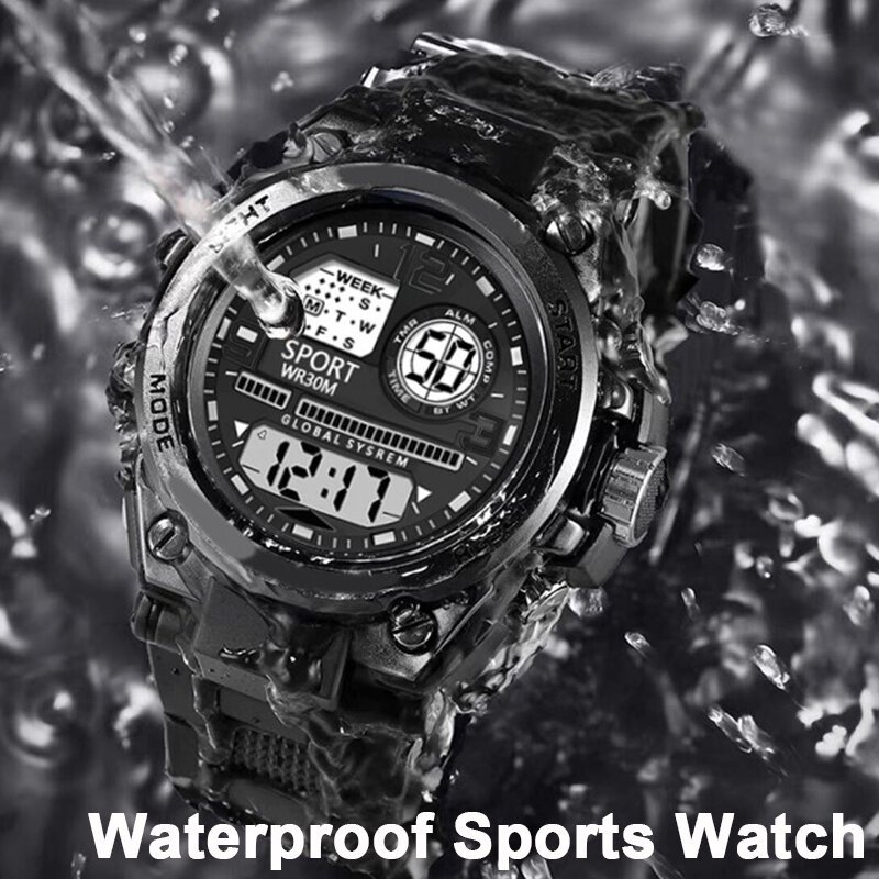 multifunction men's sports watch waterproof luminous alarm clock men led digital watch large dial electronic wristwatch for man multifunction men's sports watch waterproof luminous alarm clock men led digital watch large dial electronic wristwatch for man