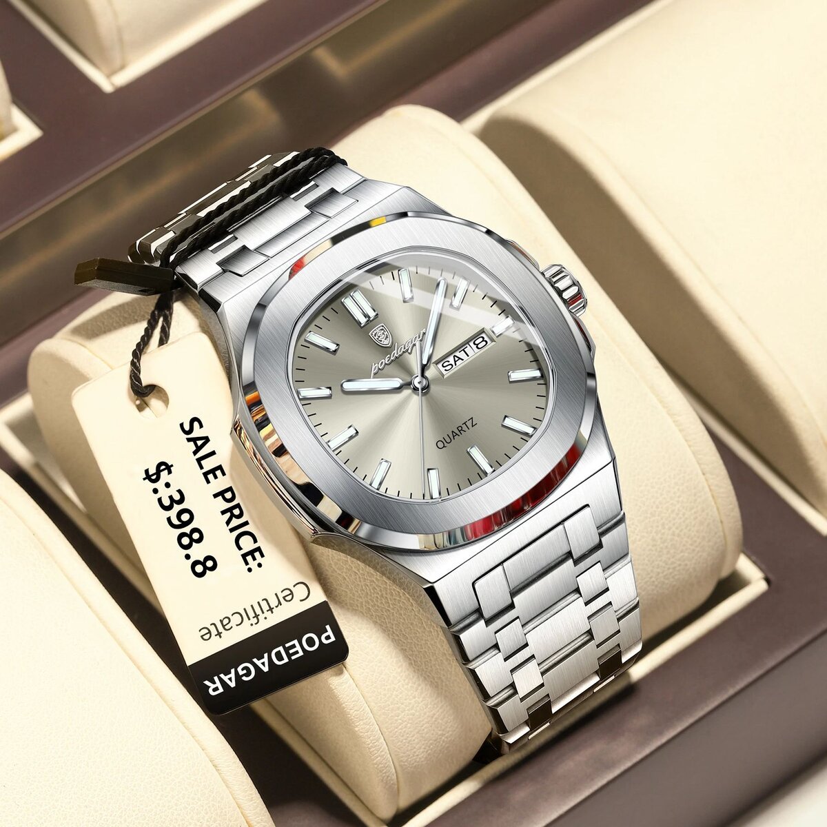 poedagar luxury military man watch square waterproof luminous date week men watch stainless steel quartz men's watches reloj+box poedagar luxury military man watch square waterproof luminous date week men watch stainless steel quartz men's watches reloj+box