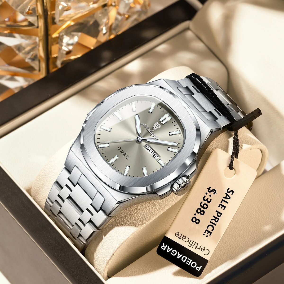 poedagar luxury military man watch square waterproof luminous date week men watch stainless steel quartz men's watches reloj+box poedagar luxury military man watch square waterproof luminous date week men watch stainless steel quartz men's watches reloj+box