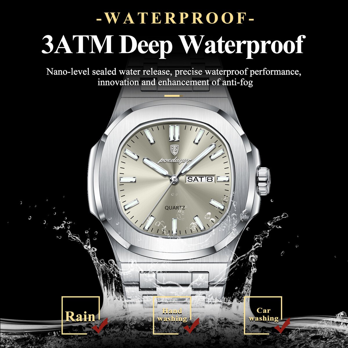 poedagar luxury military man watch square waterproof luminous date week men watch stainless steel quartz men's watches reloj+box poedagar luxury military man watch square waterproof luminous date week men watch stainless steel quartz men's watches reloj+box