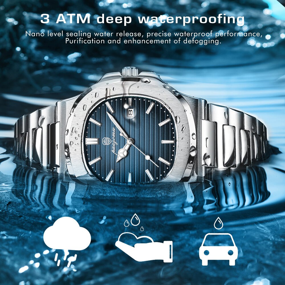 paazomu luxury watch business 50 atm waterproof male clock luminous date stainless steel square quartz men watches reloj hombre paazomu luxury watch business 50 atm waterproof male clock luminous date stainless steel square quartz men watches reloj hombre