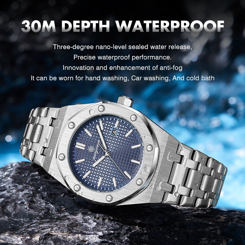 paazomu luxury square man quartz watch waterproof luminous date men's watch high quality stainless steel business men watches paazomu luxury square man quartz watch waterproof luminous date men's watch high quality stainless steel business men watches