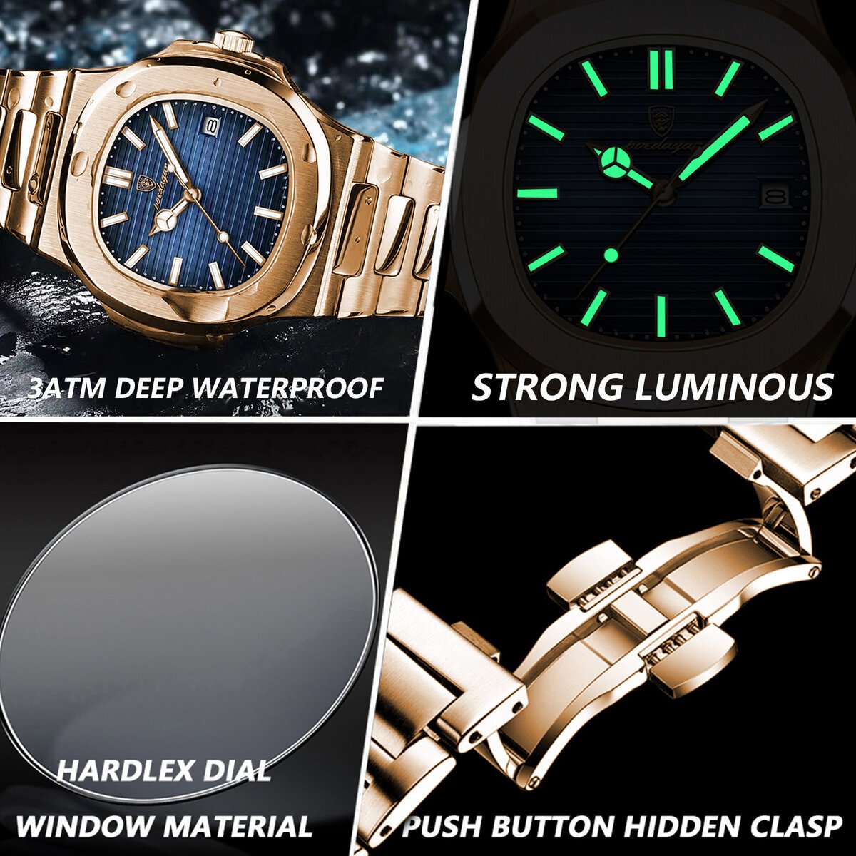 poedagar fashion business man watch waterproof luminous date stainless steel men quartz watch luxury square men's watches reloj poedagar fashion business man watch waterproof luminous date stainless steel men quartz watch luxury square men's watches reloj