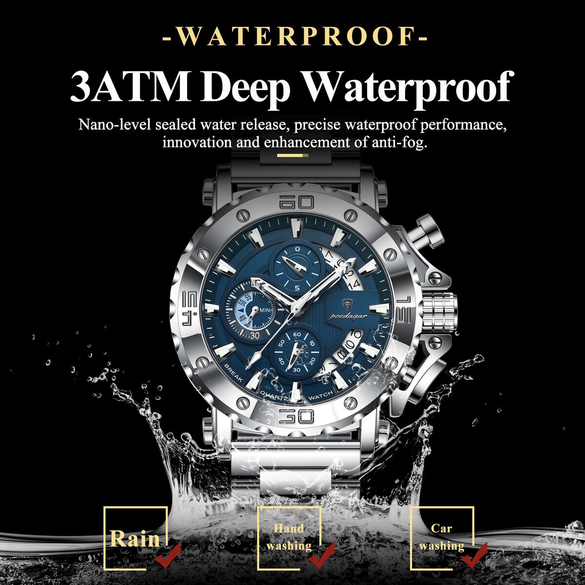 poedagar luxury watch for men calendar luminous waterproof man clock male chronograph stainless steel men's quartz watches reloj poedagar luxury watch for men calendar luminous waterproof man clock male chronograph stainless steel men's quartz watches reloj