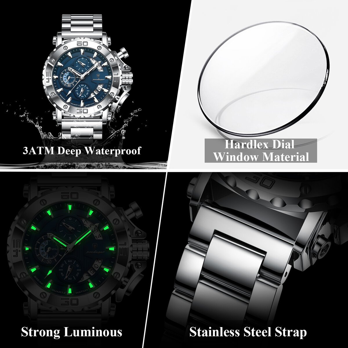 poedagar luxury watch for men calendar luminous waterproof man clock male chronograph stainless steel men's quartz watches reloj poedagar luxury watch for men calendar luminous waterproof man clock male chronograph stainless steel men's quartz watches reloj