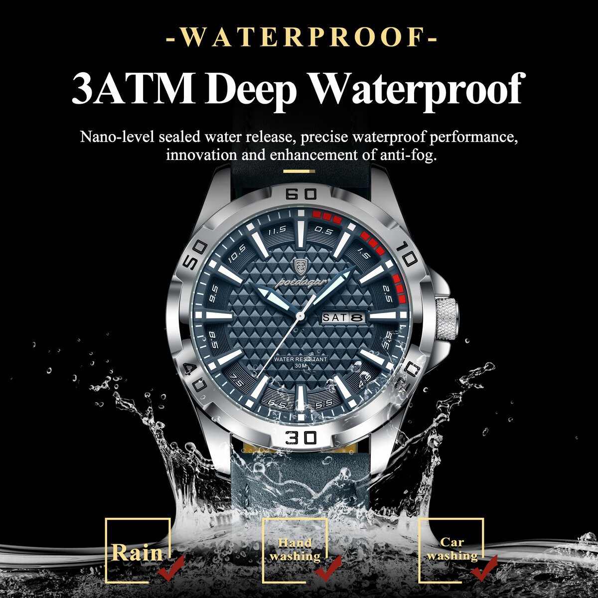 poedagar original man wristwatch top luxury waterproof luminous date week watch for men quartz sport leather men's watches reloj poedagar original man wristwatch top luxury waterproof luminous date week watch for men quartz sport leather men's watches reloj
