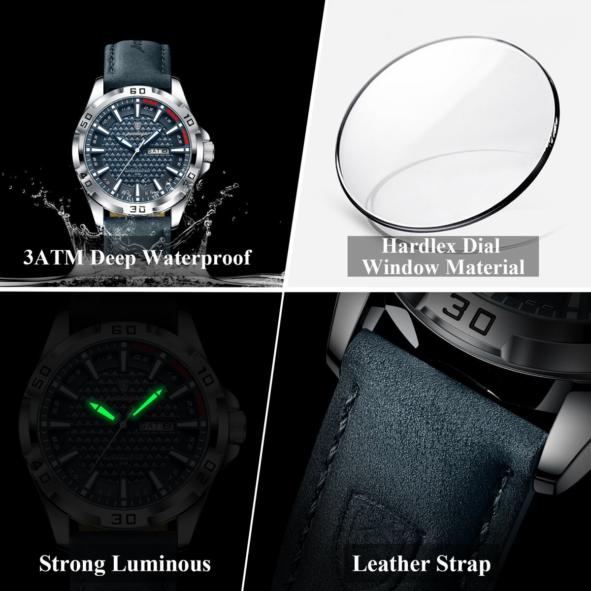 poedagar original man wristwatch top luxury waterproof luminous date week watch for men quartz sport leather men's watches reloj poedagar original man wristwatch top luxury waterproof luminous date week watch for men quartz sport leather men's watches reloj
