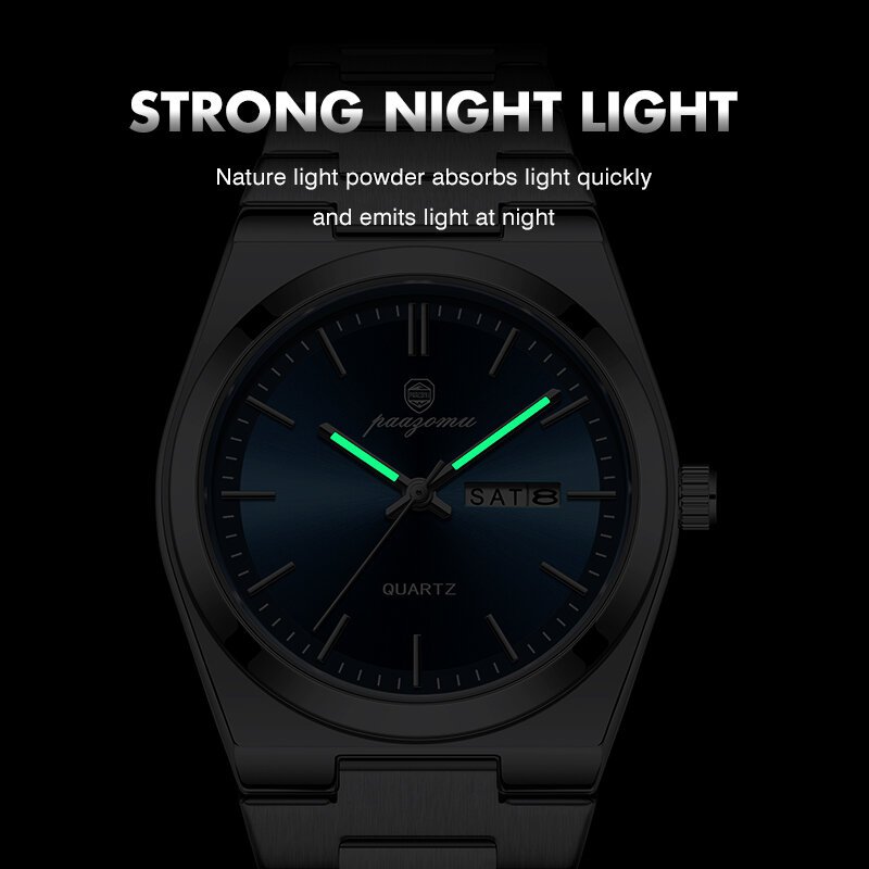 paazomu luxury quartz man wristwatch sport men watches waterproof luminous date week stainless steel men's watch male reloj+box paazomu luxury quartz man wristwatch sport men watches waterproof luminous date week stainless steel men's watch male reloj+box