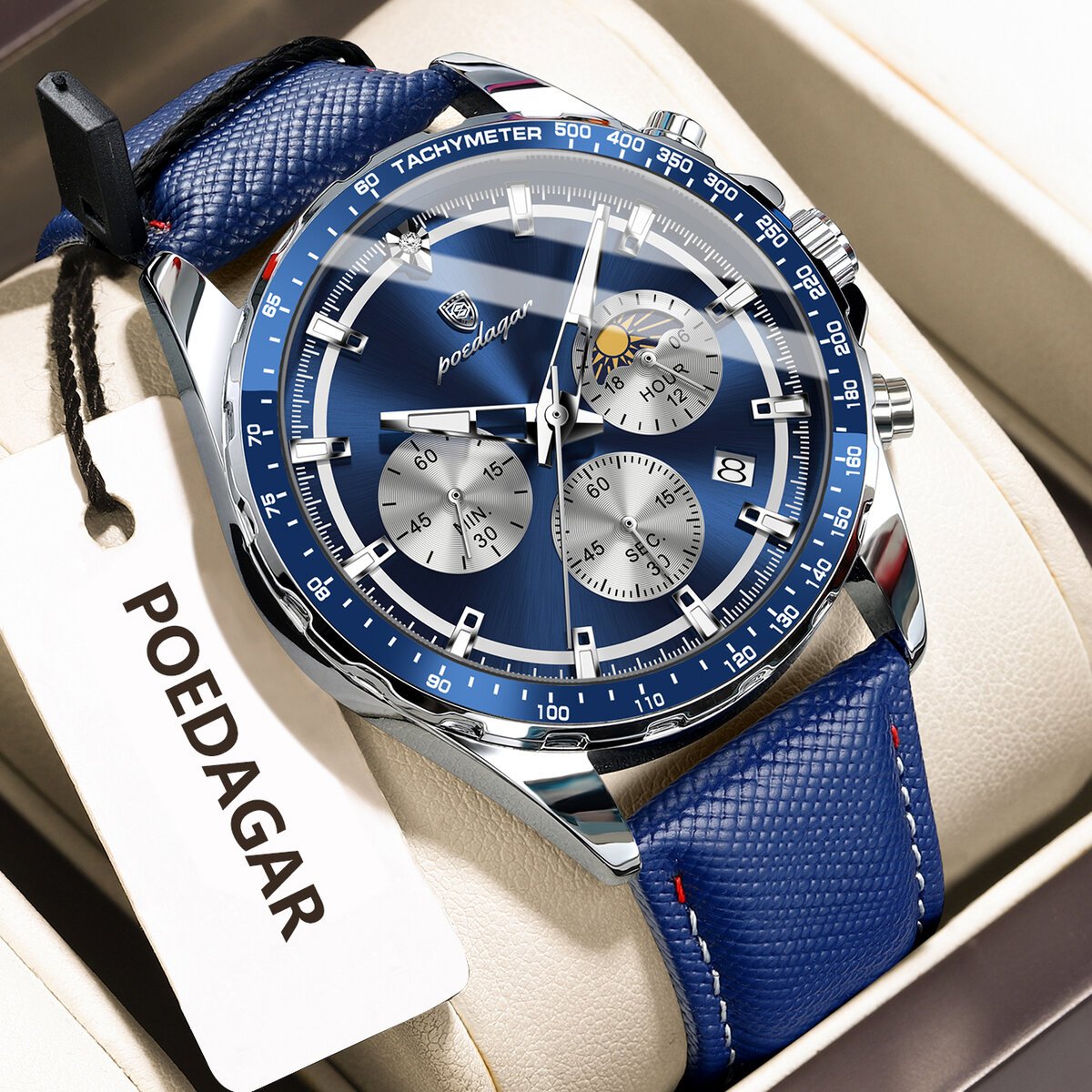 poedagar original fashion men clock luminous waterproof chronograph date man wristwatch leather quartz sport men's watches reloj poedagar original fashion men clock luminous waterproof chronograph date man wristwatch leather quartz sport men's watches reloj