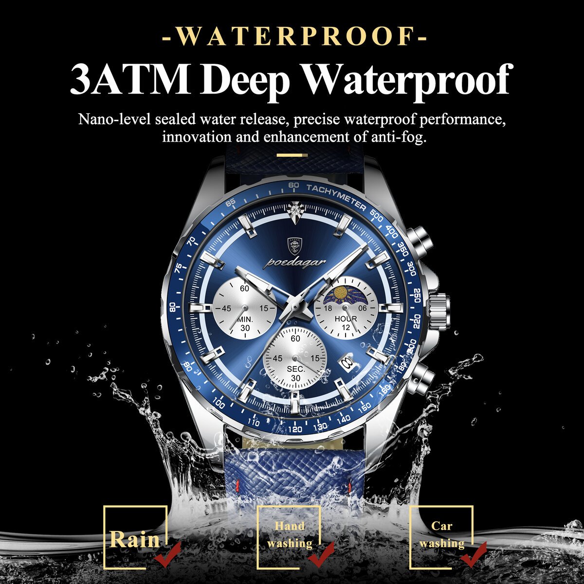 poedagar original fashion men clock luminous waterproof chronograph date man wristwatch leather quartz sport men's watches reloj poedagar original fashion men clock luminous waterproof chronograph date man wristwatch leather quartz sport men's watches reloj