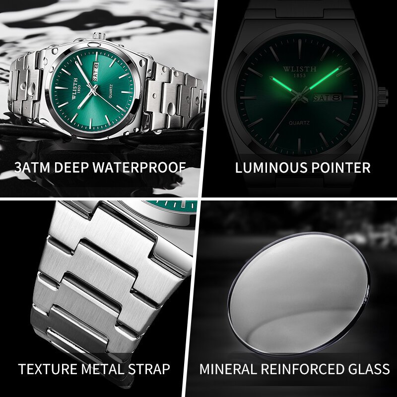 man watch quartz watch luxury waterproof luminous date week stainless steel men's watch male relógios masculino reloj hombre man watch quartz watch luxury waterproof luminous date week stainless steel men's watch male relógios masculino reloj hombre