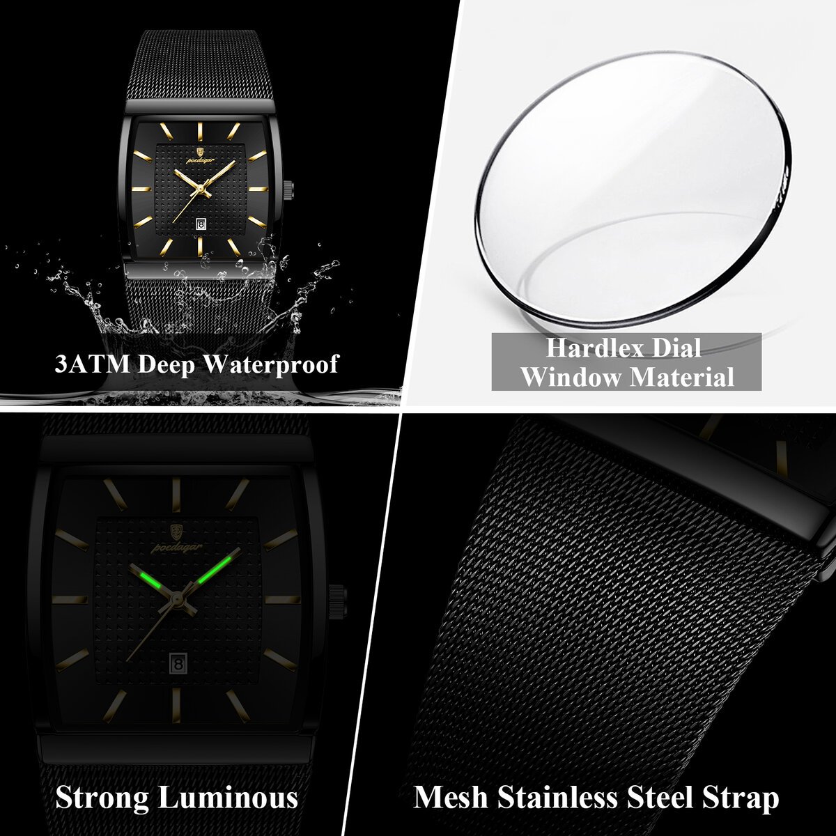 poedagar top luxury men wristwatch waterproof luminous stainless steel mesh date man watch fashion business quartz men's watches poedagar top luxury men wristwatch waterproof luminous stainless steel mesh date man watch fashion business quartz men's watches