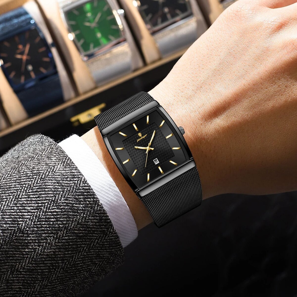 poedagar top luxury men wristwatch waterproof luminous stainless steel mesh date man watch fashion business quartz men's watches poedagar top luxury men wristwatch waterproof luminous stainless steel mesh date man watch fashion business quartz men's watches