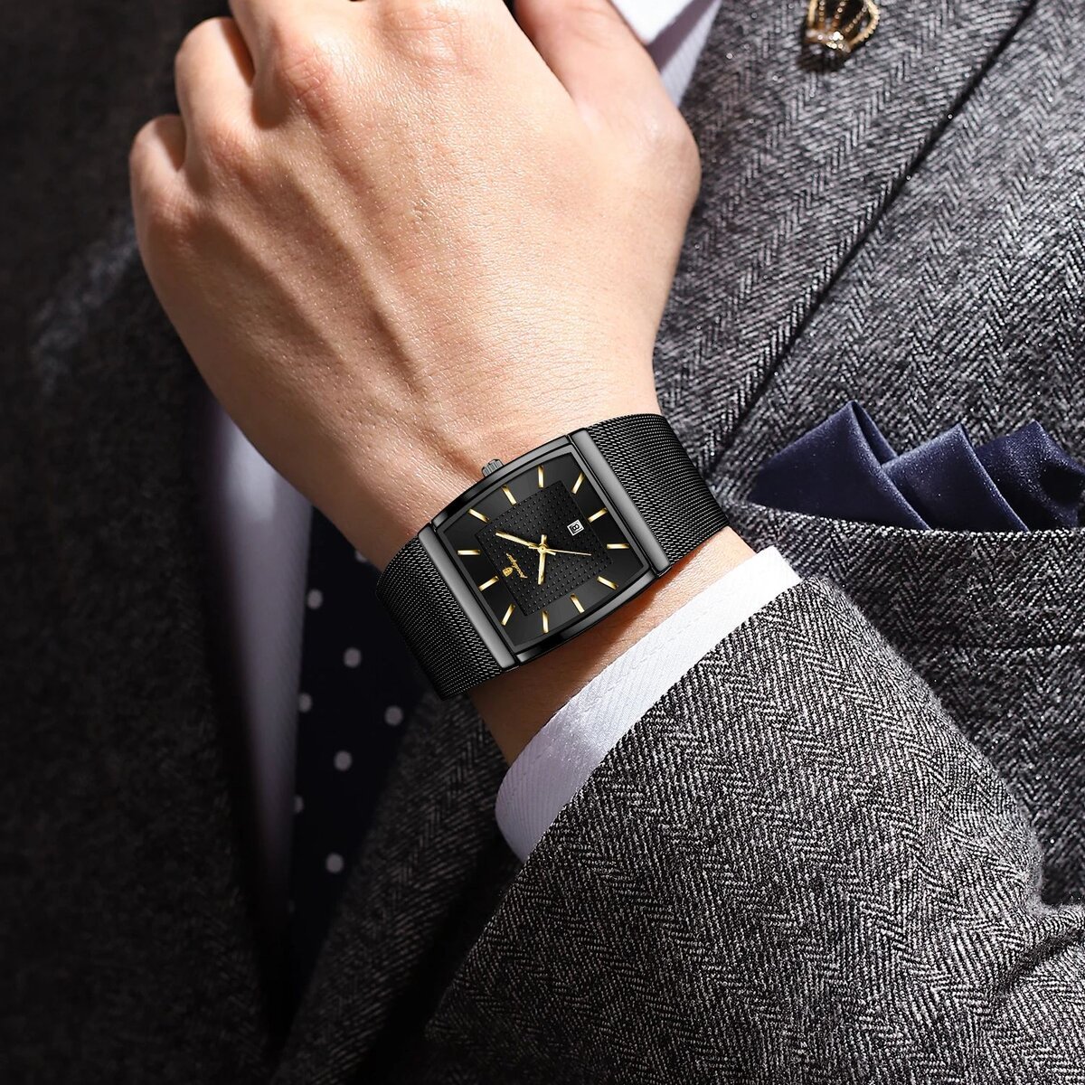poedagar top luxury men wristwatch waterproof luminous stainless steel mesh date man watch fashion business quartz men's watches poedagar top luxury men wristwatch waterproof luminous stainless steel mesh date man watch fashion business quartz men's watches